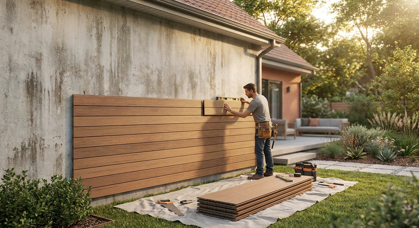 How to cover an ugly exterior wall with cladding panels