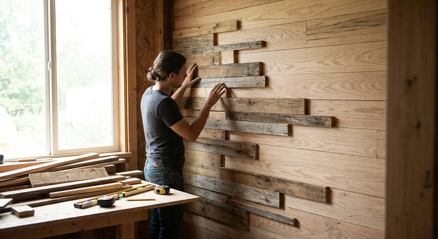 How to plan a wood panel wall using leftover offcuts