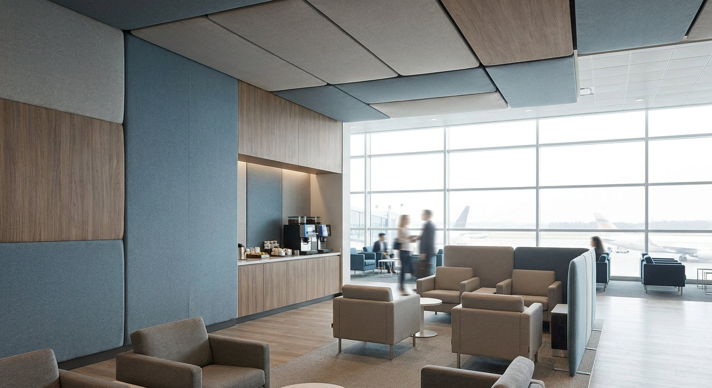 Acoustic panels for airport lounge interiors
