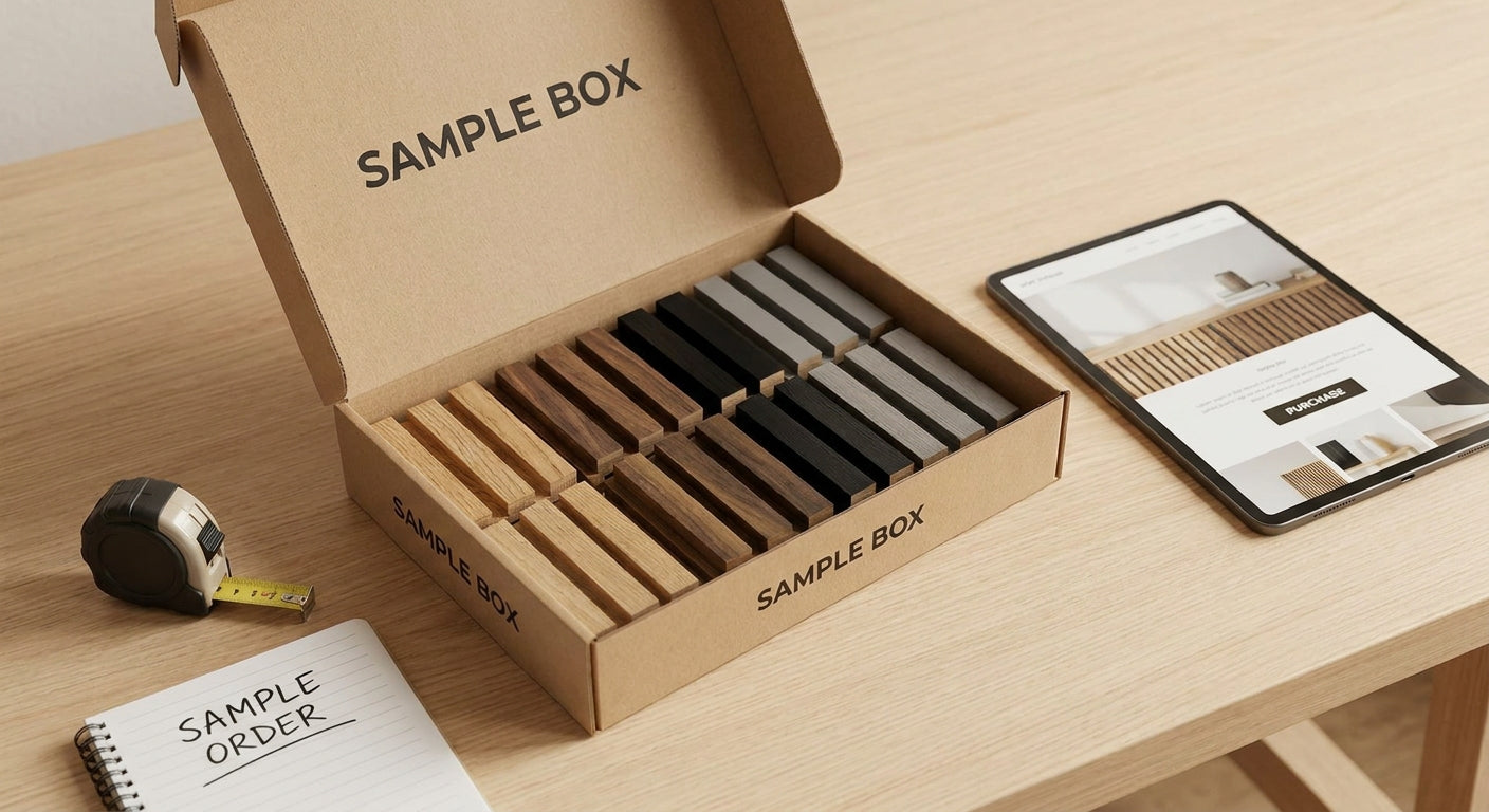 How to order a full sample box of slat wall panels