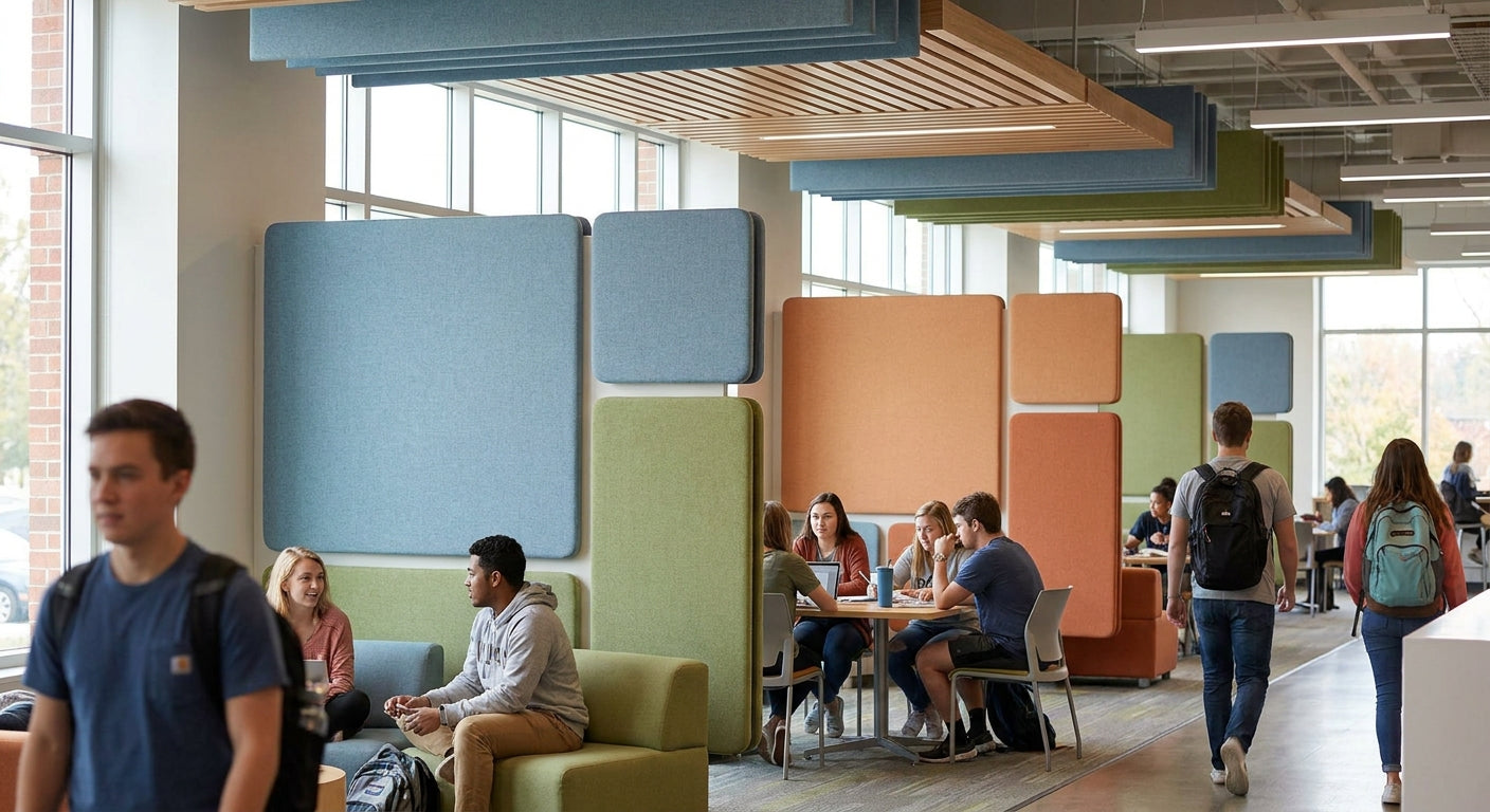 Acoustic panels for university student center common areas