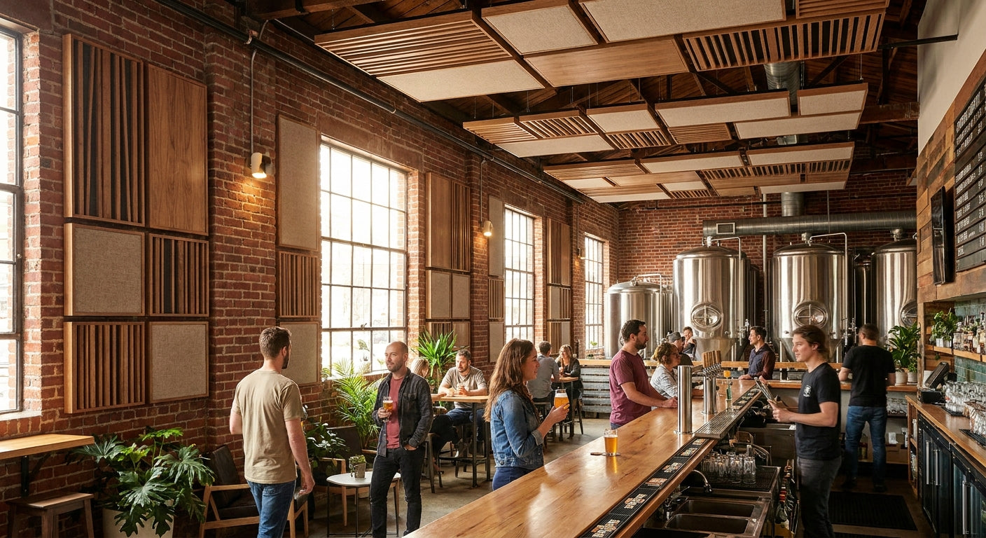 Acoustic panels for brewery and taproom interiors