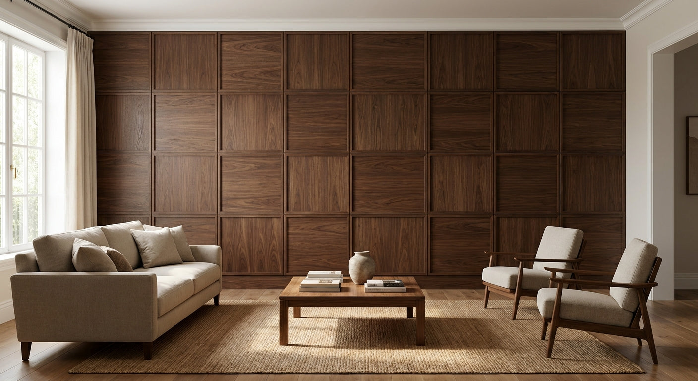 How to create a panel grid layout on a large feature wall