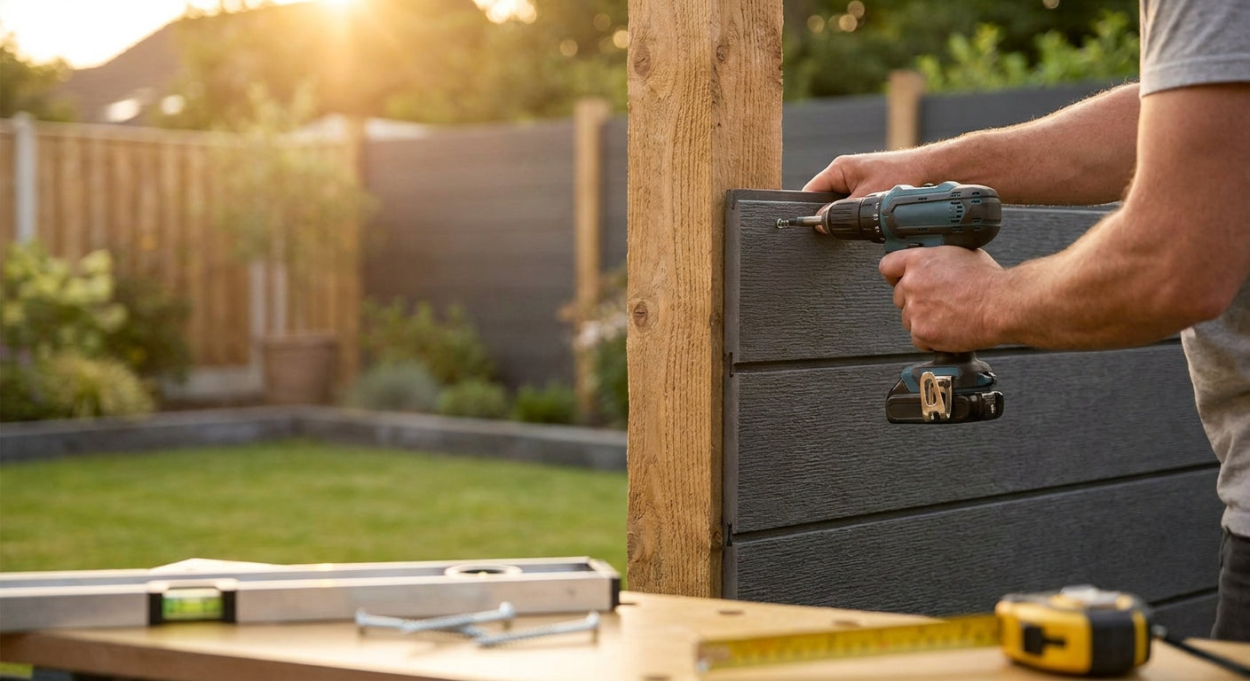 How to install exterior wall panels on a fence post
