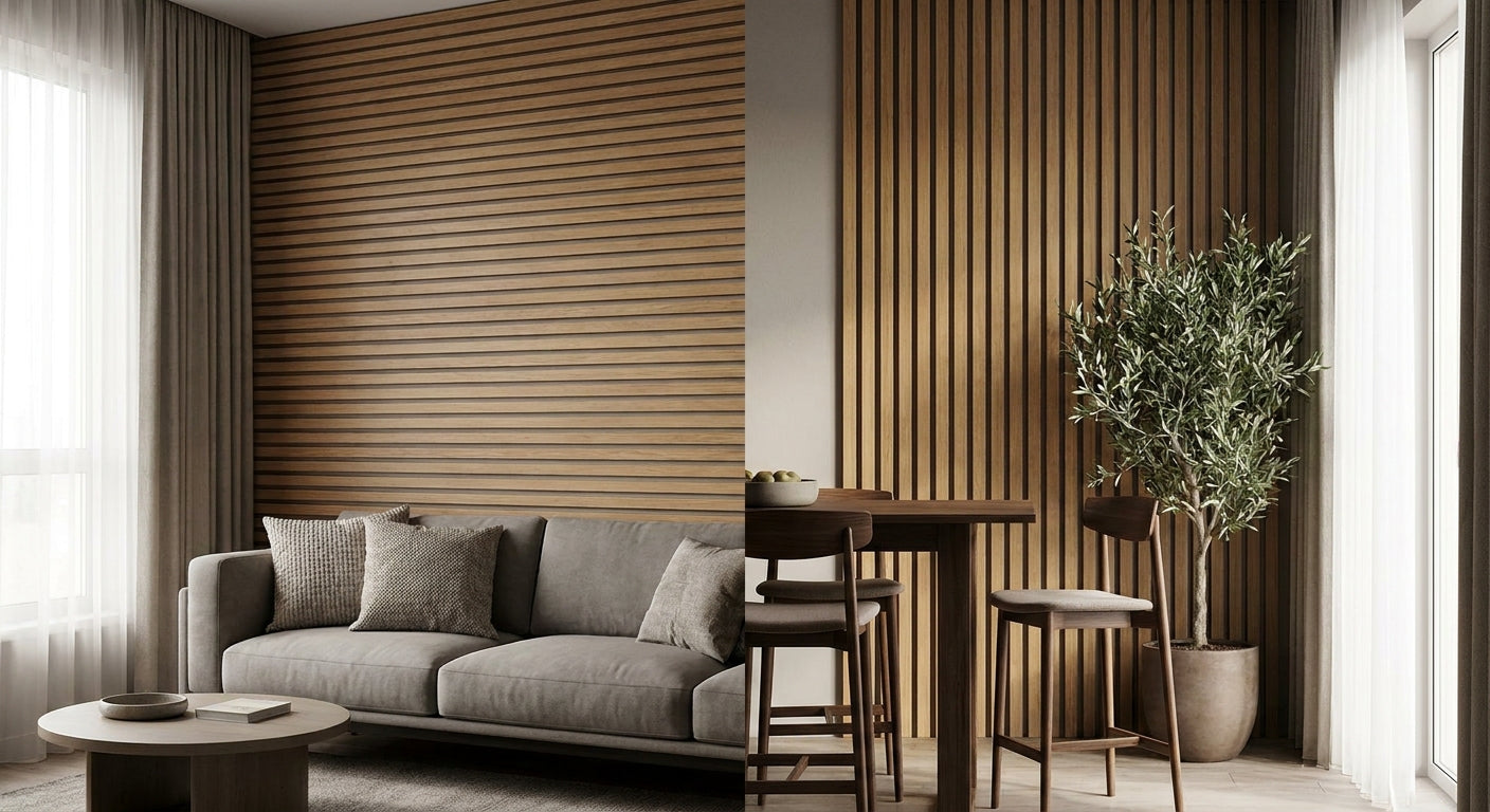 How to position wood slat panels horizontally vs vertically