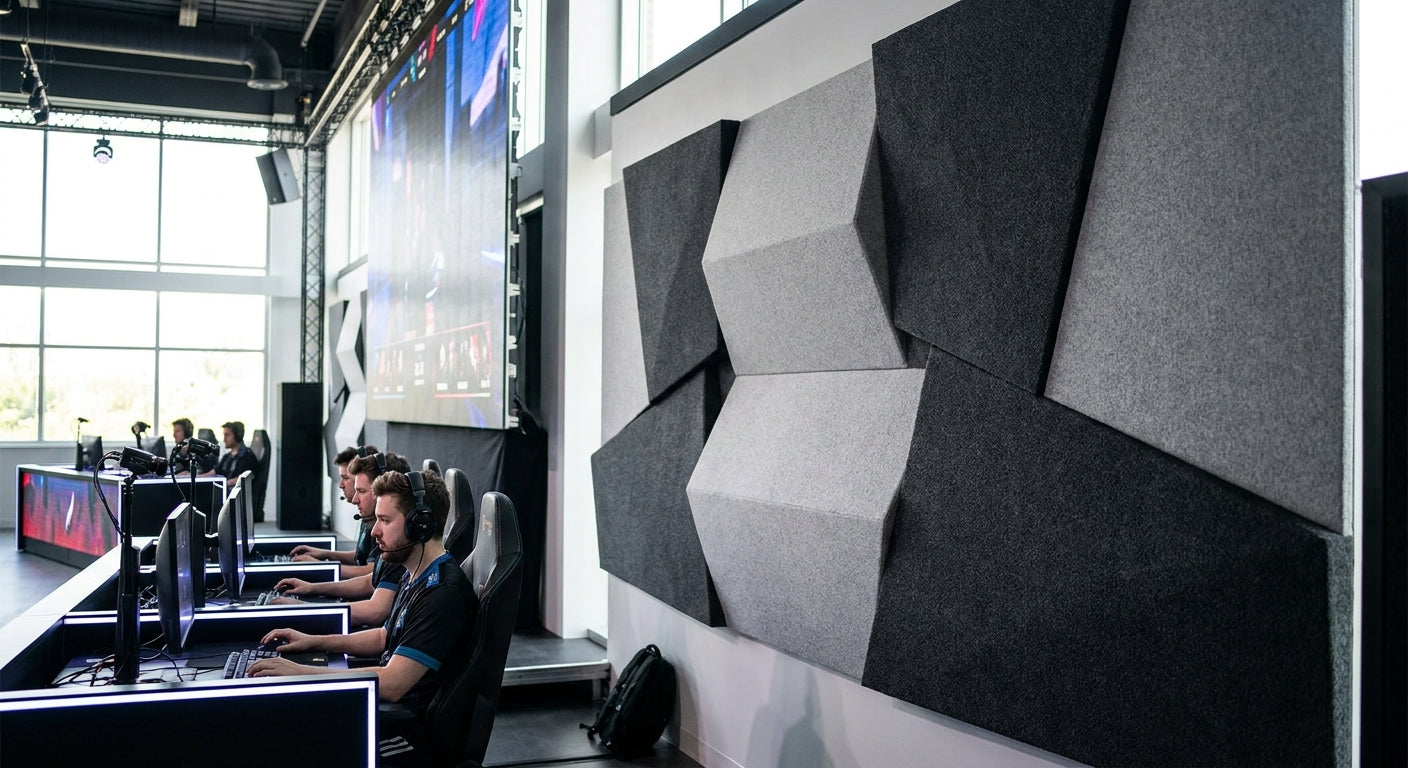 Acoustic panels for indoor esports and gaming arena walls