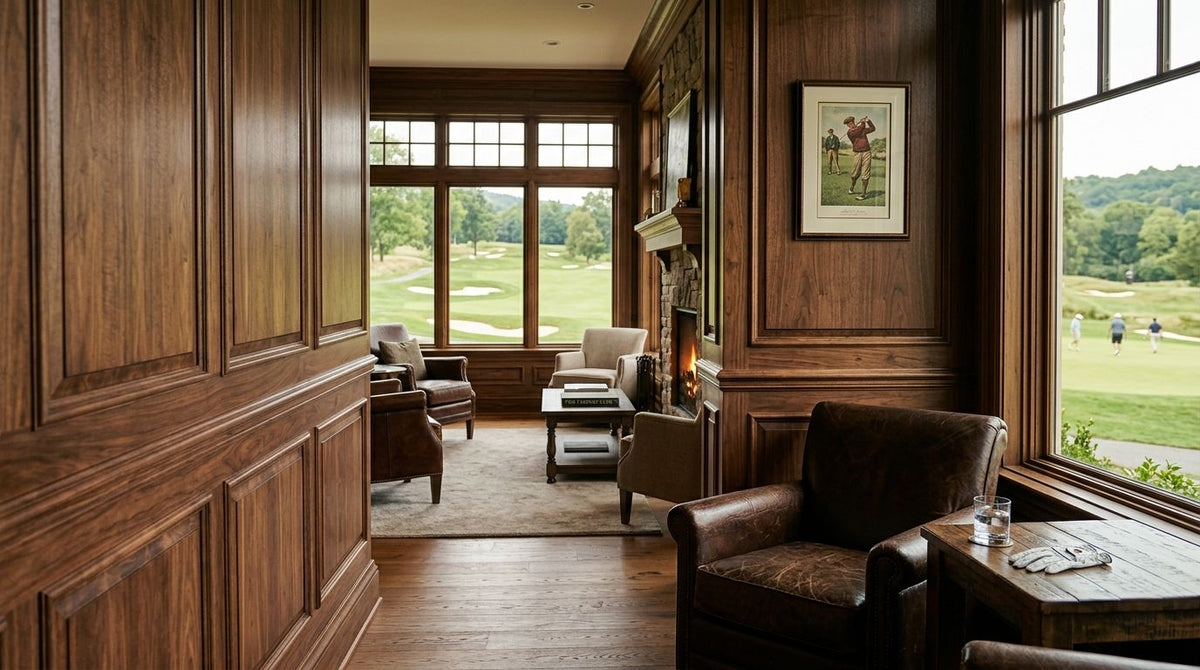 Wood panels for golf clubhouse interiors