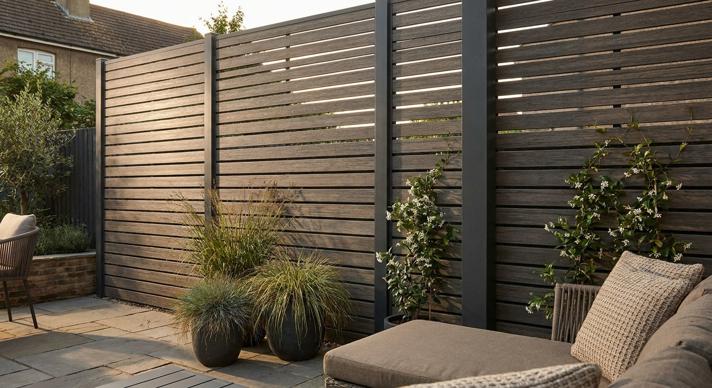 Exterior cladding panels for privacy garden screen walls