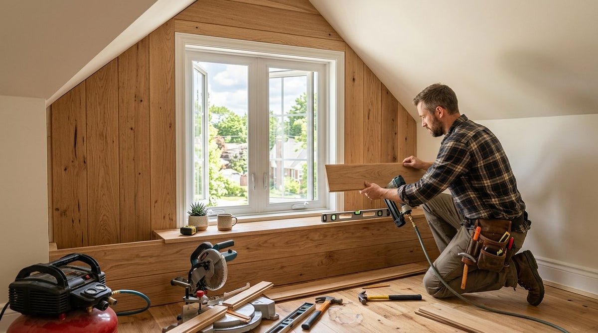 How to install wood panels around a dormer window nook