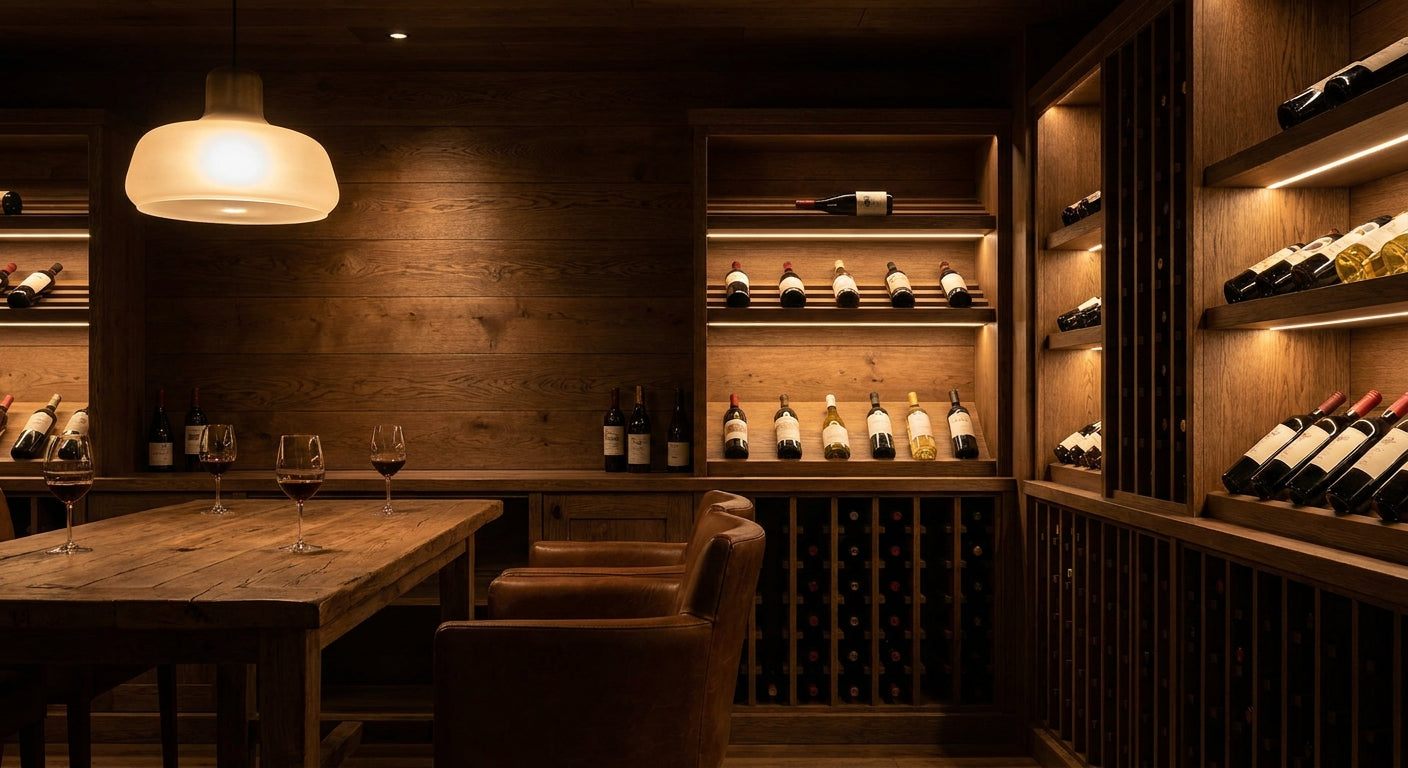 Wood panels for wine cellar and tasting room walls