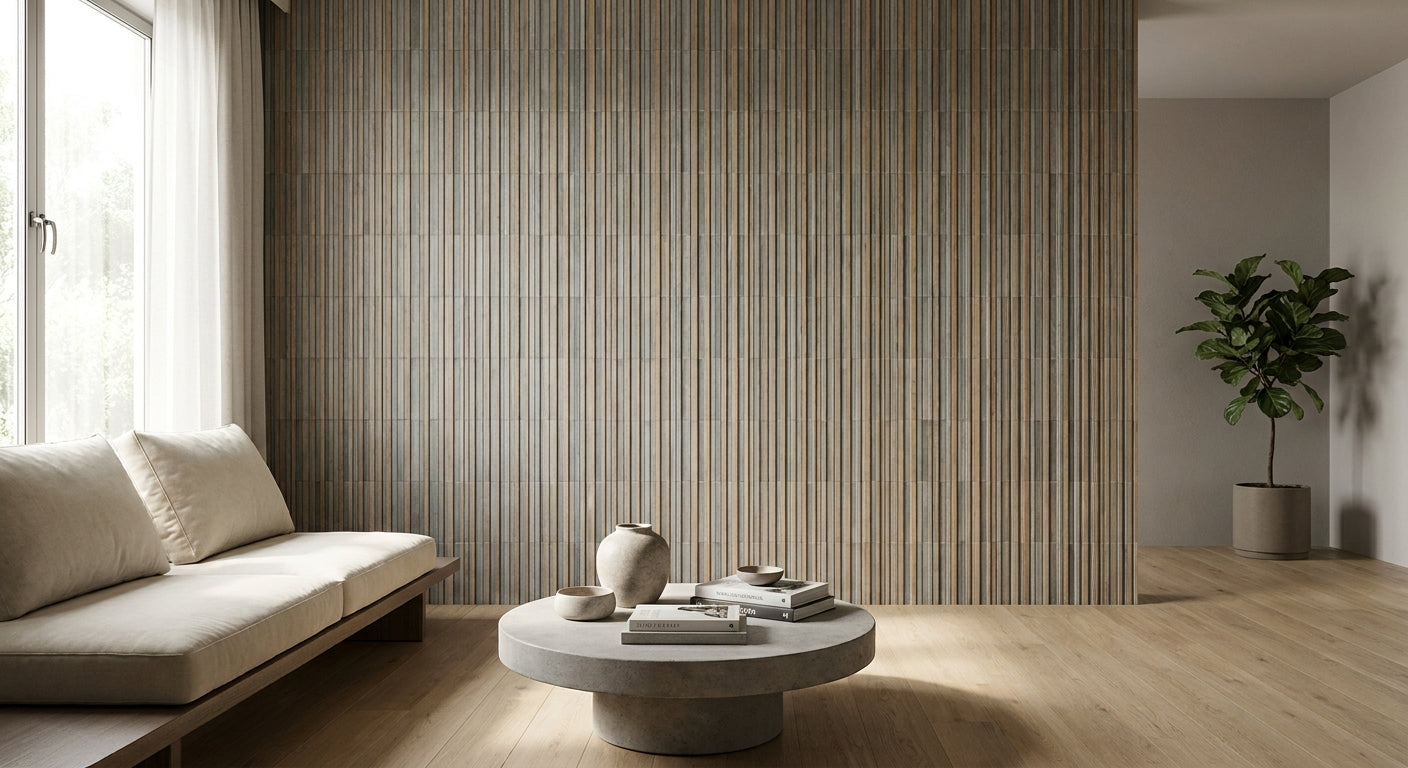 Tile slat wall panels for contemporary interiors