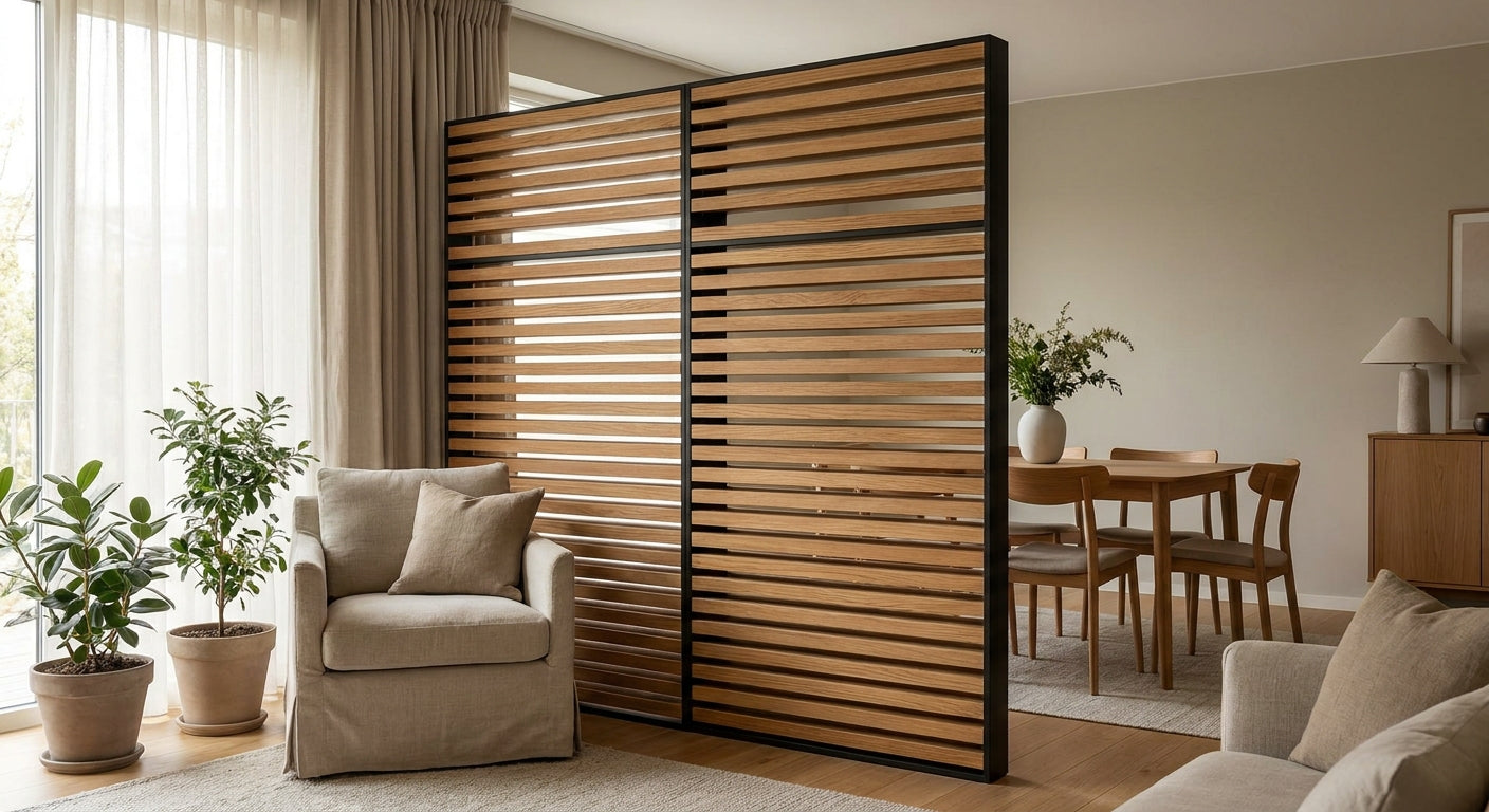 How to create a double-sided room divider with slat panels