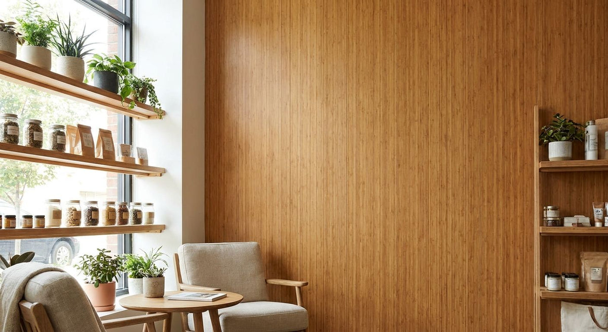 Bamboo veneer panels for eco-conscious retail interiors