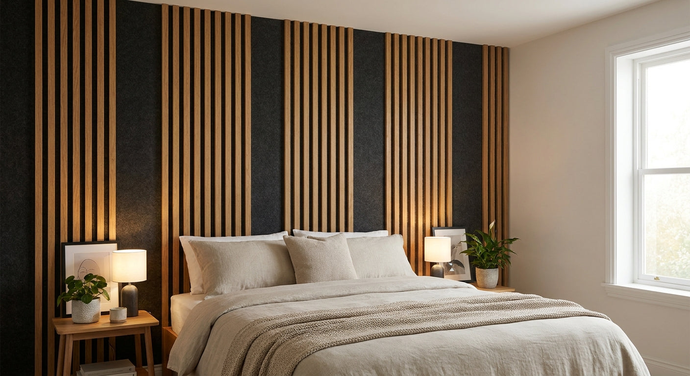 How to create an acoustic headboard wall with slat panels