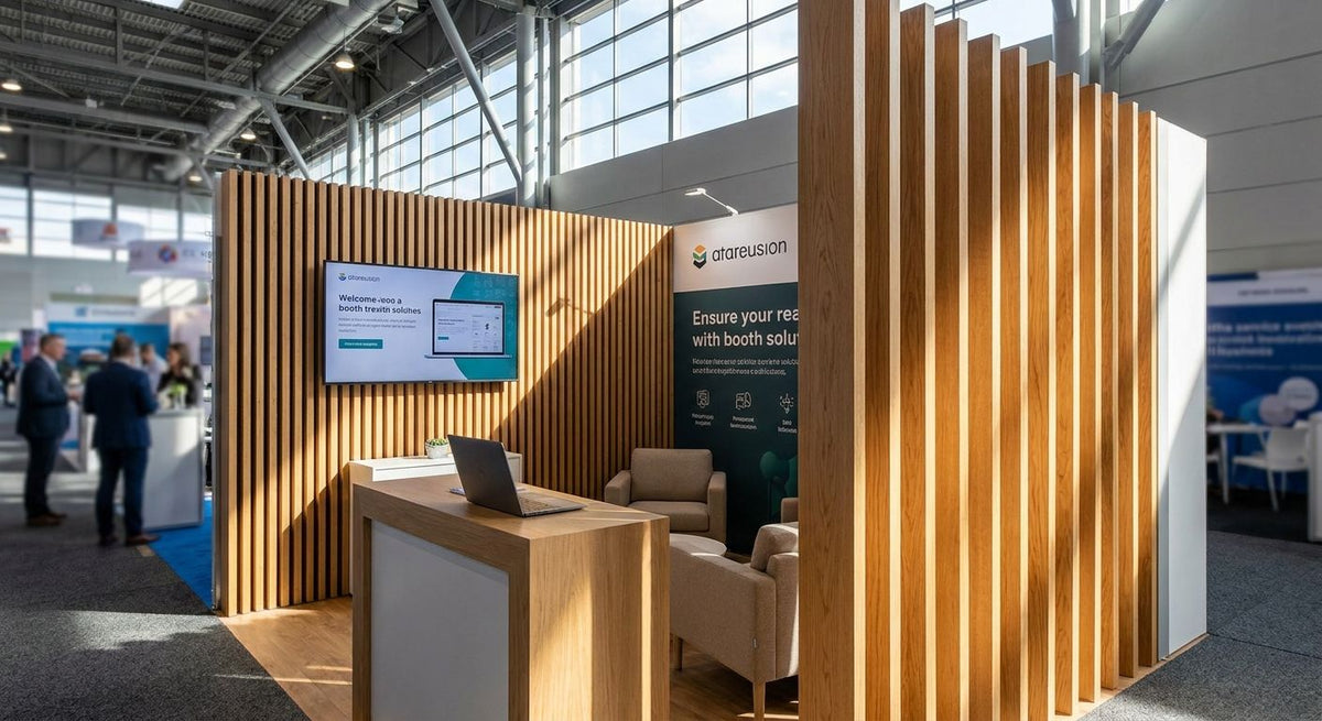 Wood slat panels for trade show exhibit booth design