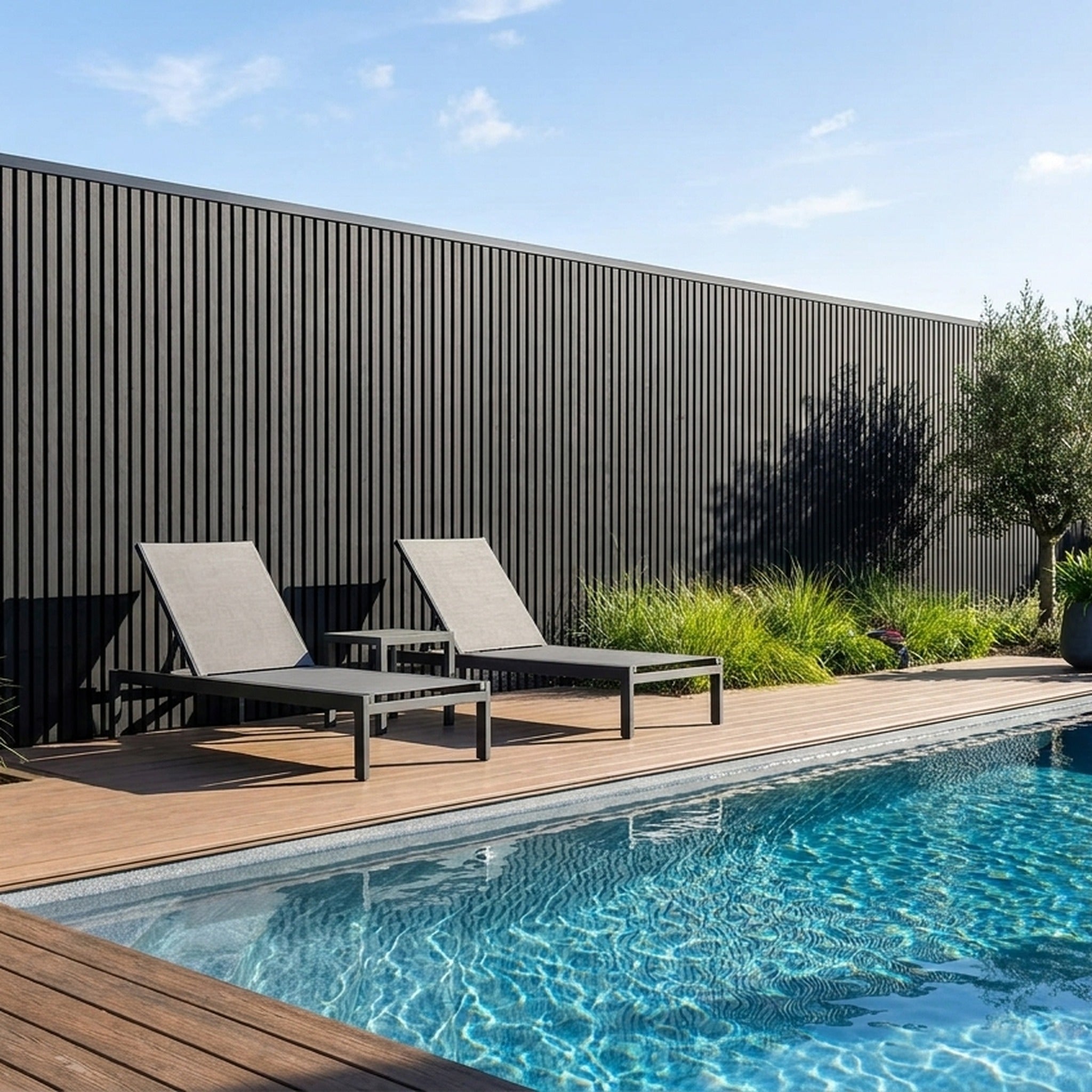 Exterior Wall Panel Black 94.5" | Garden | 3D Wood Grain (2 Panels per Box)