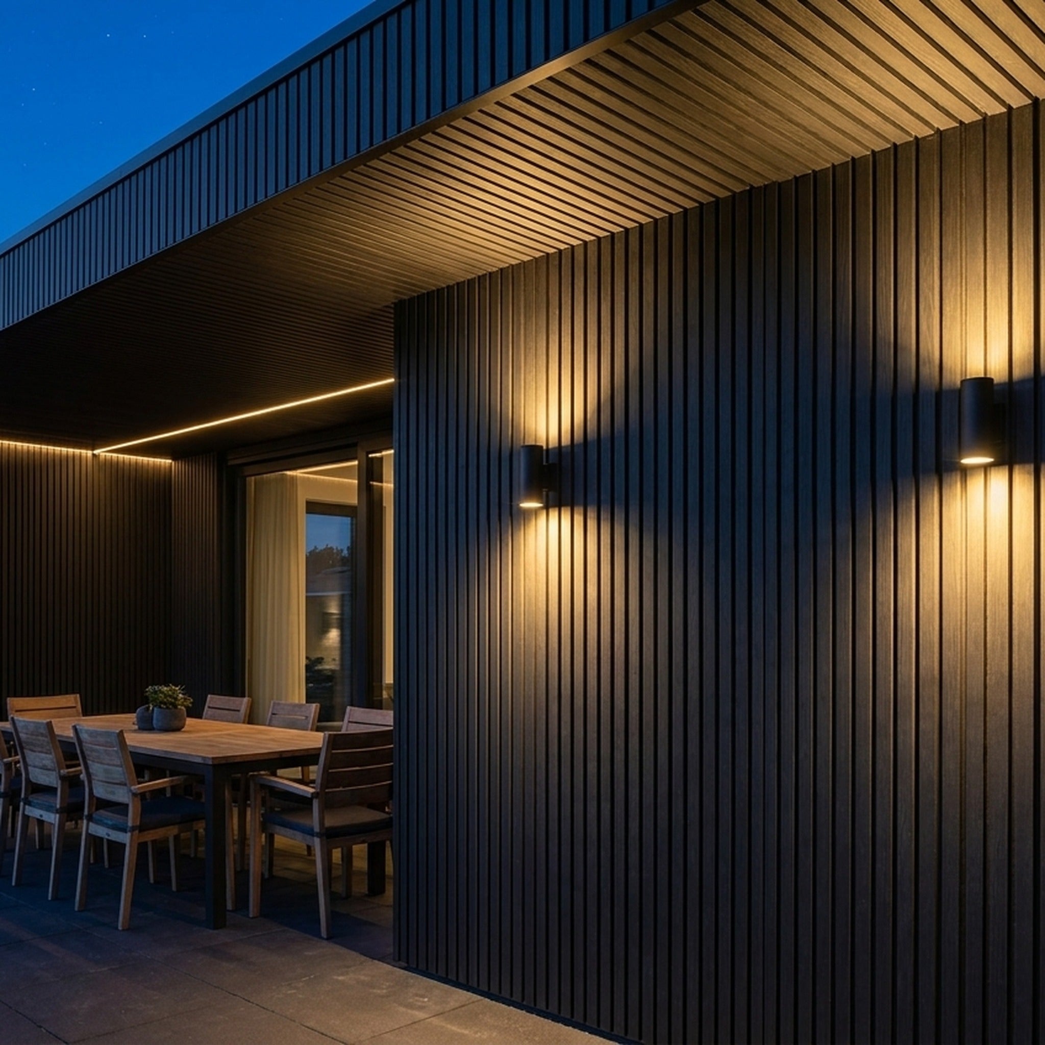 Exterior Wall Panel Black 94.5" | Garden | 3D Wood Grain (2 Panels per Box)