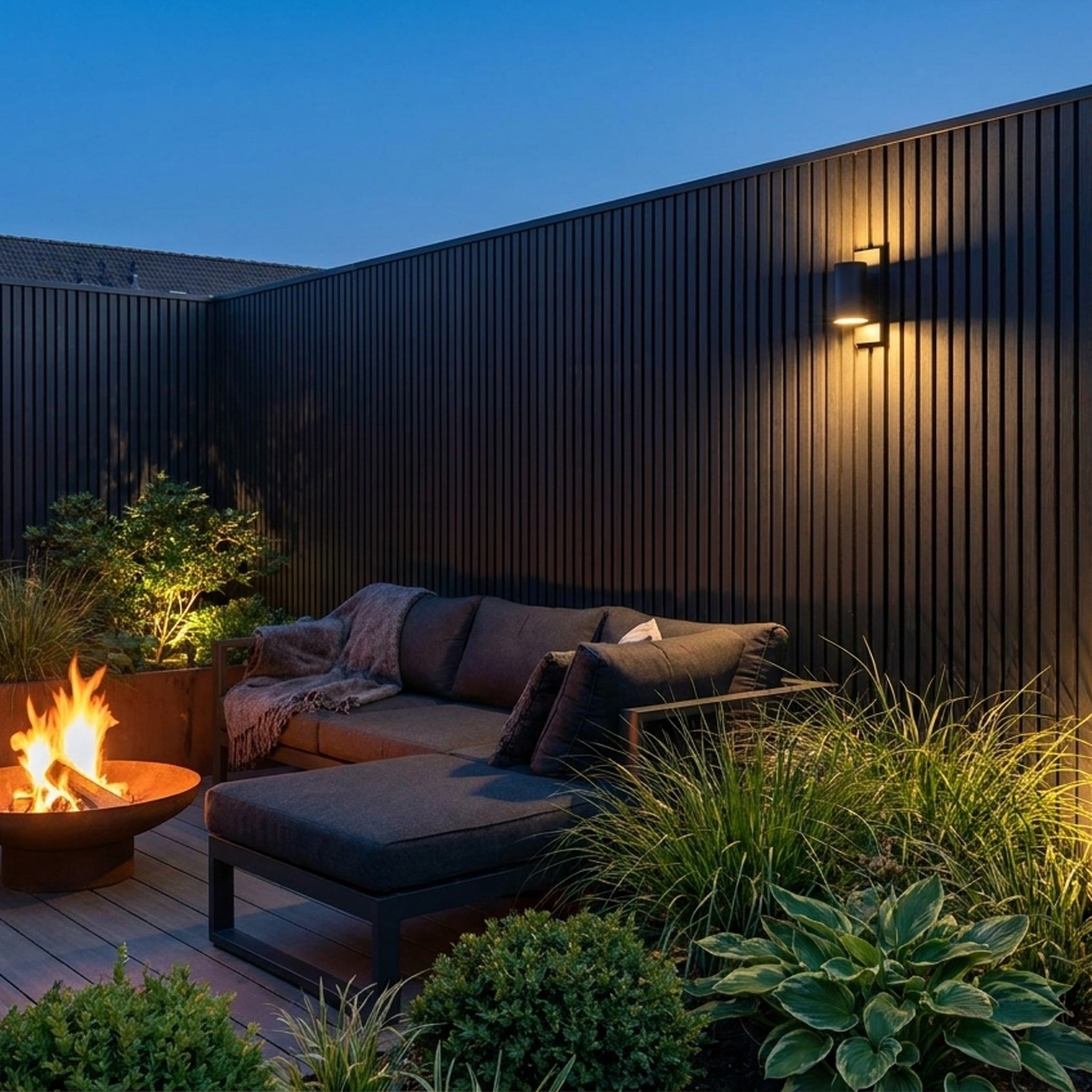 Exterior Wall Panel Black 94.5" | Garden | 3D Wood Grain (2 Panels per Box)
