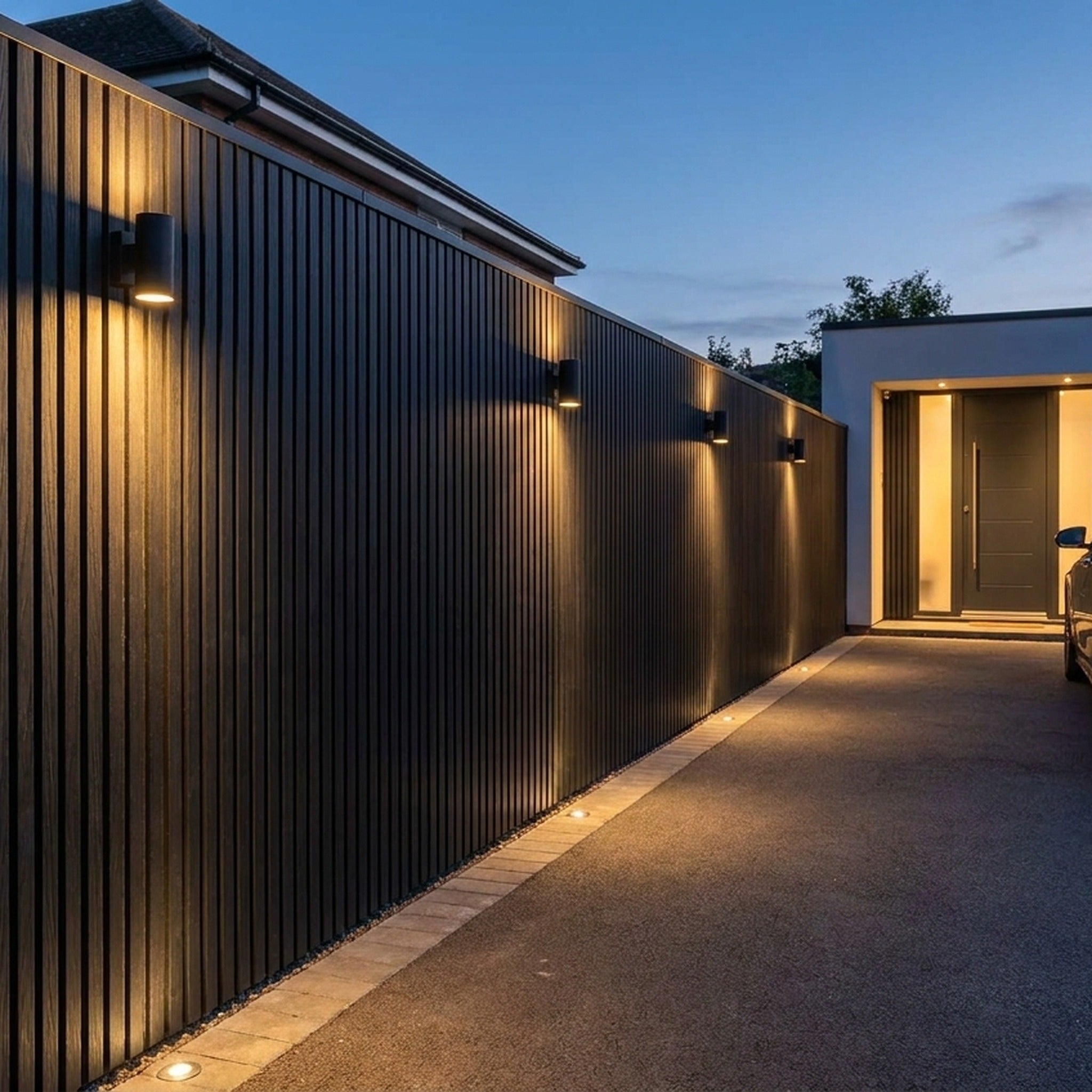 Exterior Wall Panel Black 94.5" | Garden | 3D Wood Grain (2 Panels per Box)