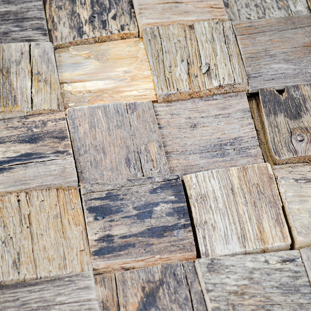 Wood Mosaic Panel | Marine Wood Tile | 12×12”