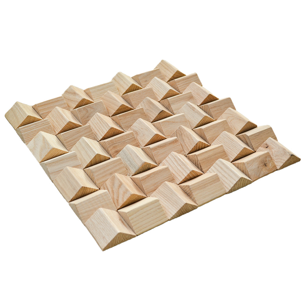 Wood Mosaic Panel | Ash Wood Tile | 12×12”