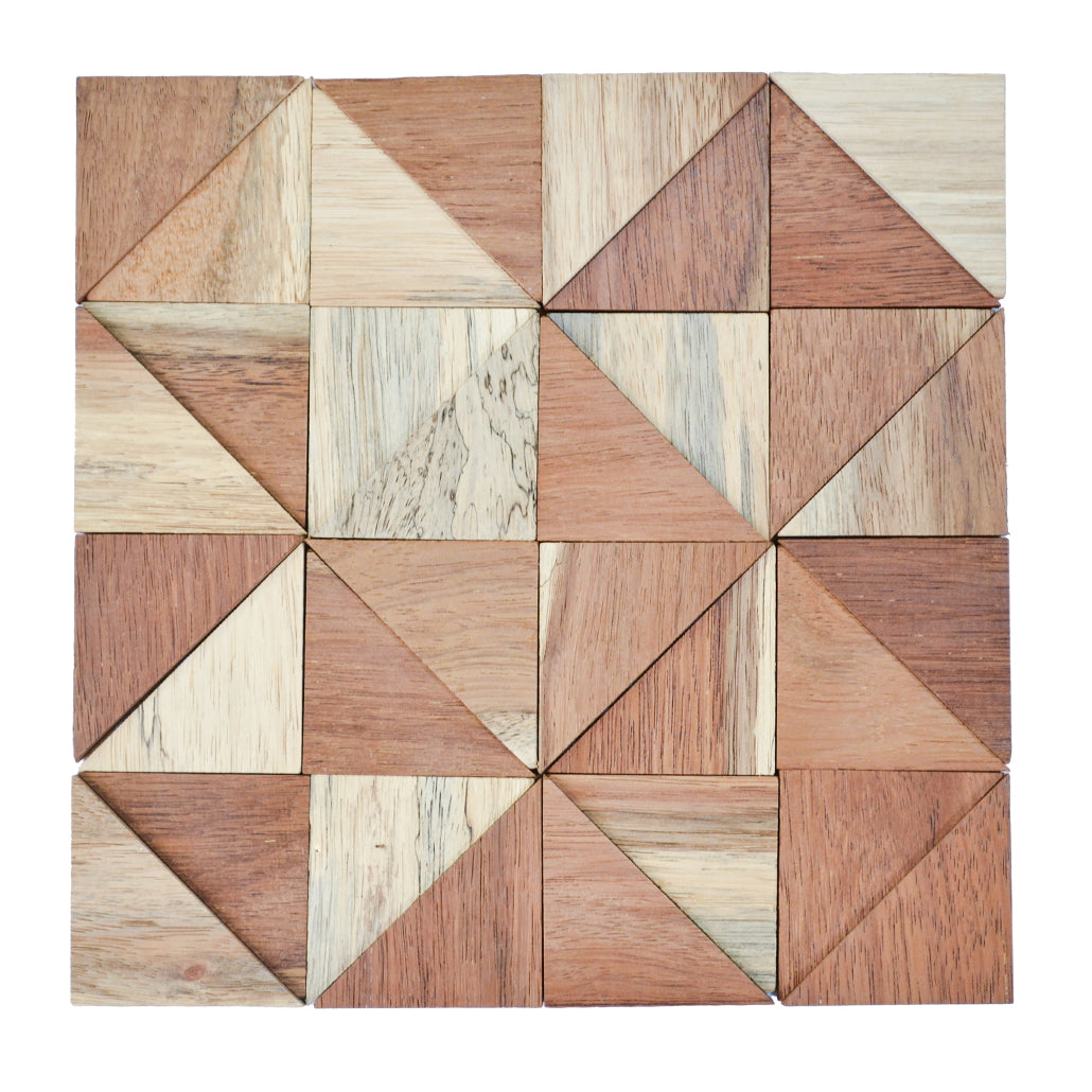 Wood Mosaic Panel | Merbau Wood Tile | 12×12”