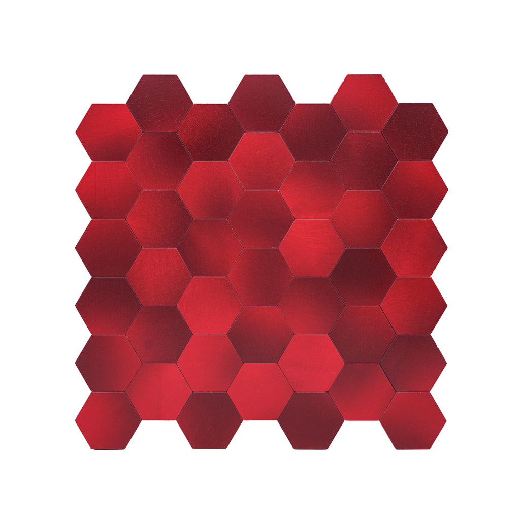 Peel and Stick Mosaic Tile | Hexagon Red | 11.5×11.34 in | Metal
