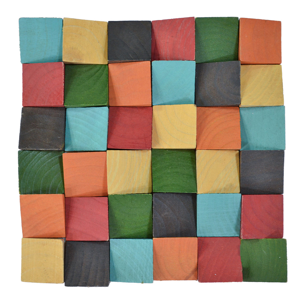 Wood Mosaic Panel | Dark Pine Wood Tile | 12×12”