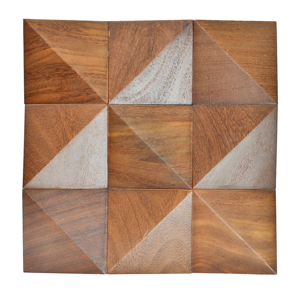 Wood Mosaic Panel | Cumaru Deep Wood Tile | 12×12”