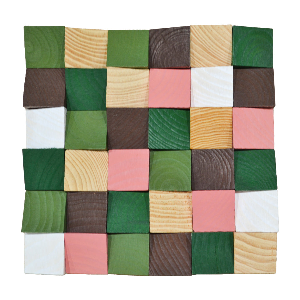 Wood Mosaic Panel | Rich Pine Wood Tile | 12×12”