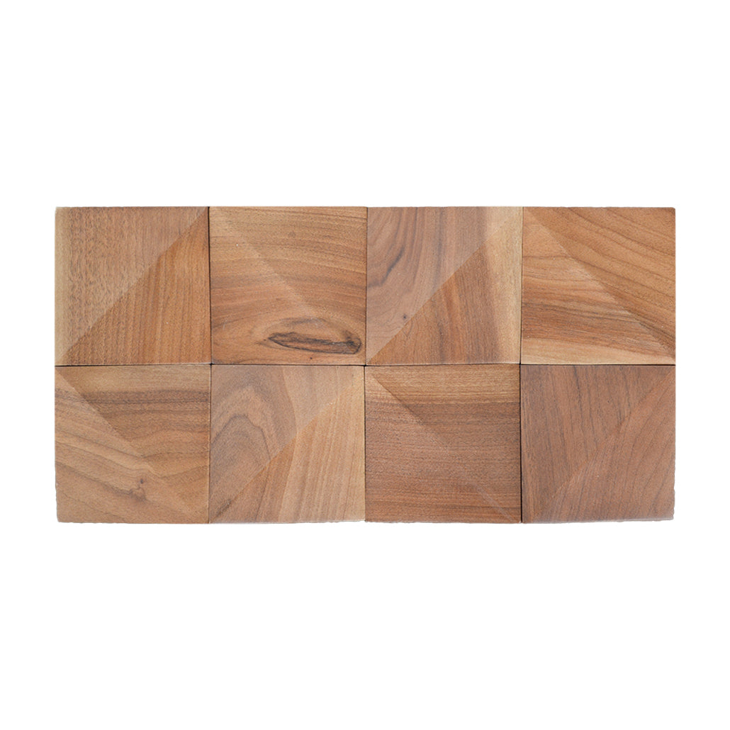 Wood Mosaic Panel | Slim Walnut Wood Tile | 7.9×15.8”