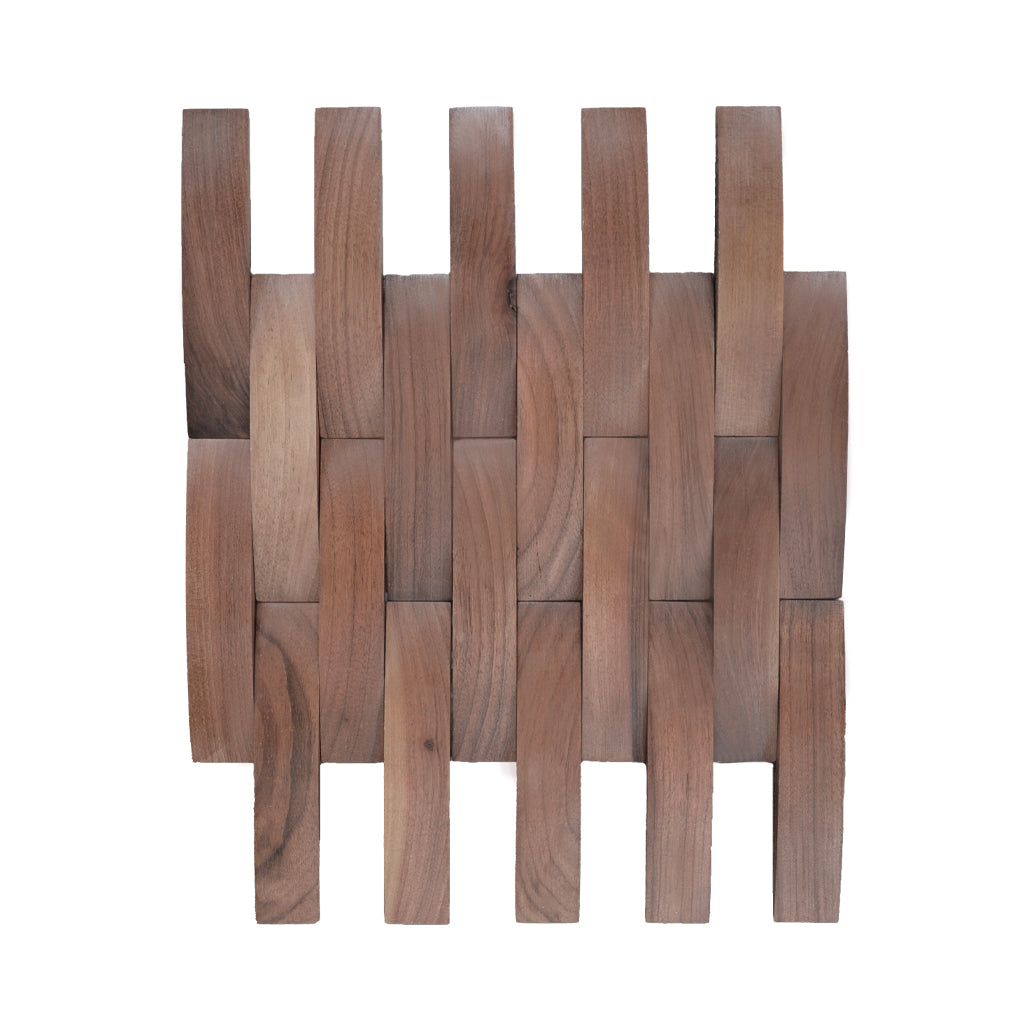 Wood Mosaic Panel | Deep Dusk Walnut Wood Tile | 12×12”