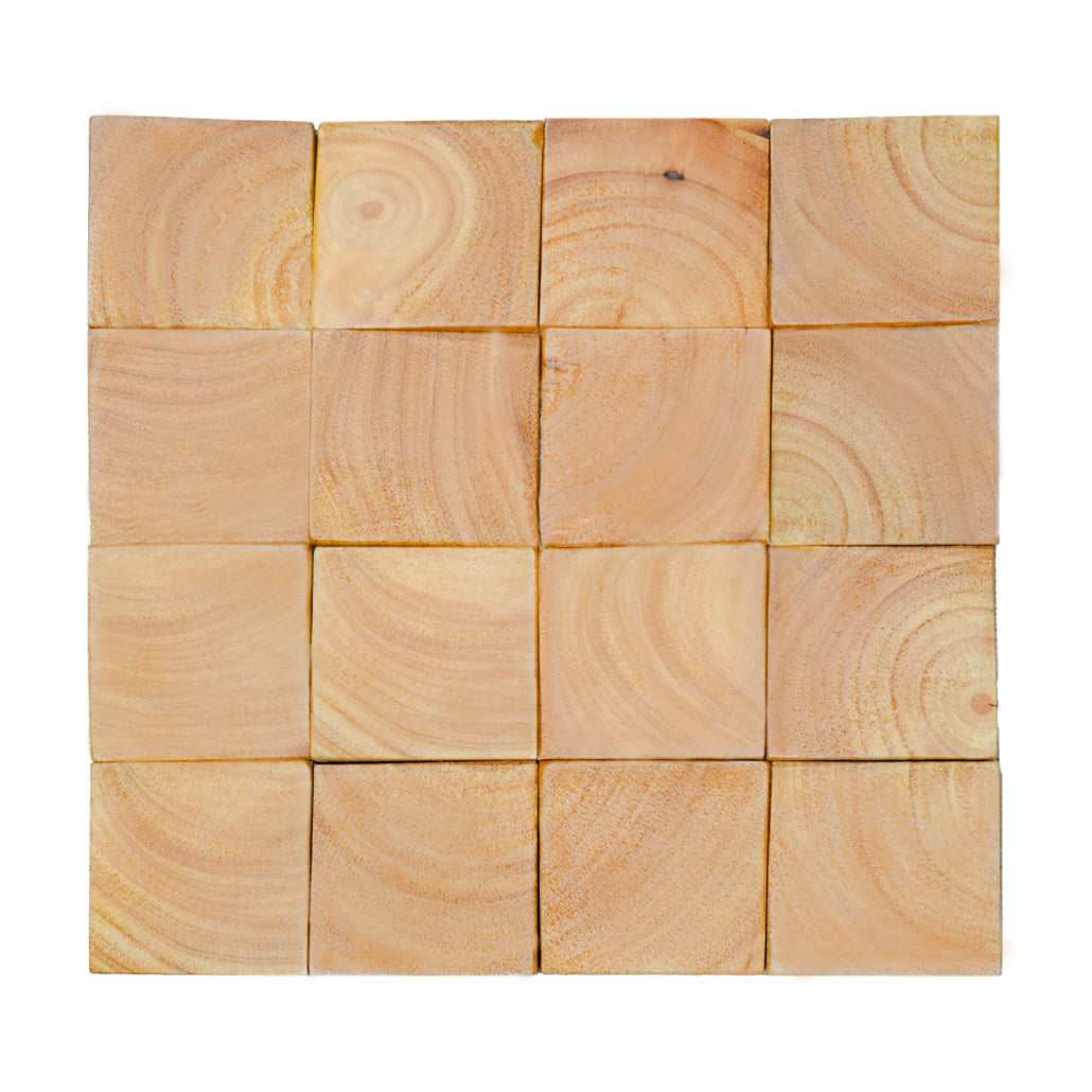 Wood Mosaic Panel | Rubber Wood Tile | 12×12”