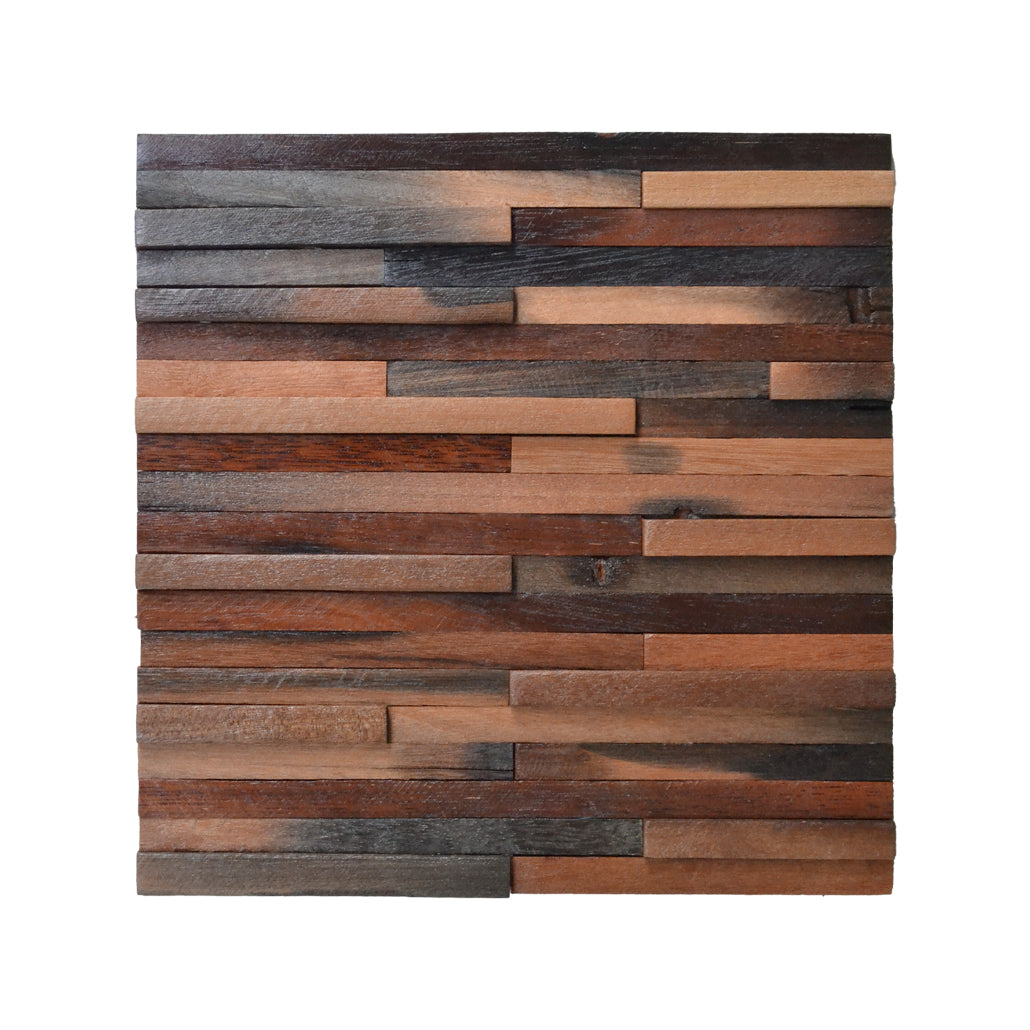 Wood Mosaic Panel | Compact Shipwood Wood Tile | 12×12”