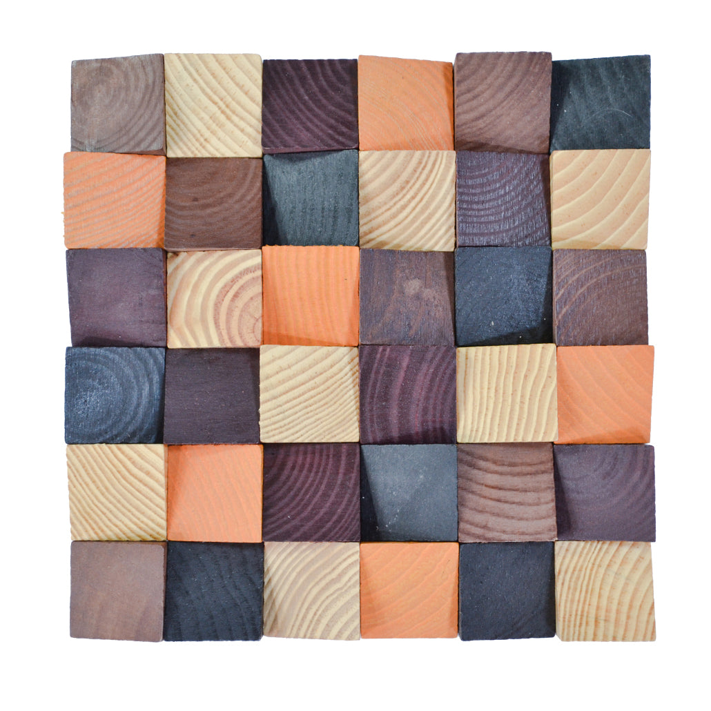 Wood Mosaic Panel | Bold Pine Wood Tile | 12×12”