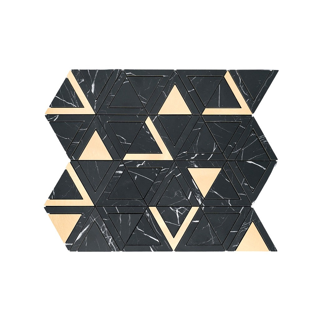 Peel and Stick Backsplash | Triangle Black Gold | 11.3×13.03"