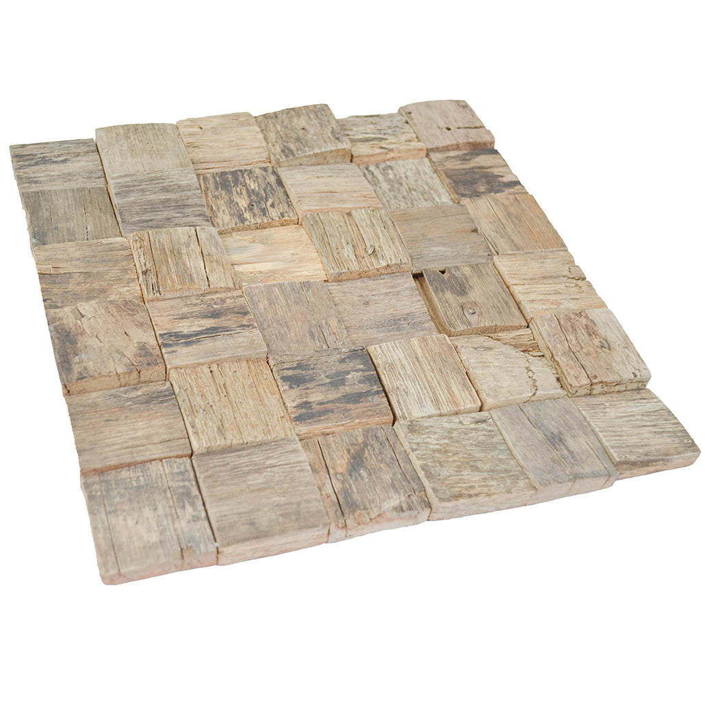 Wood Mosaic Panel | Marine Wood Tile | 12×12”