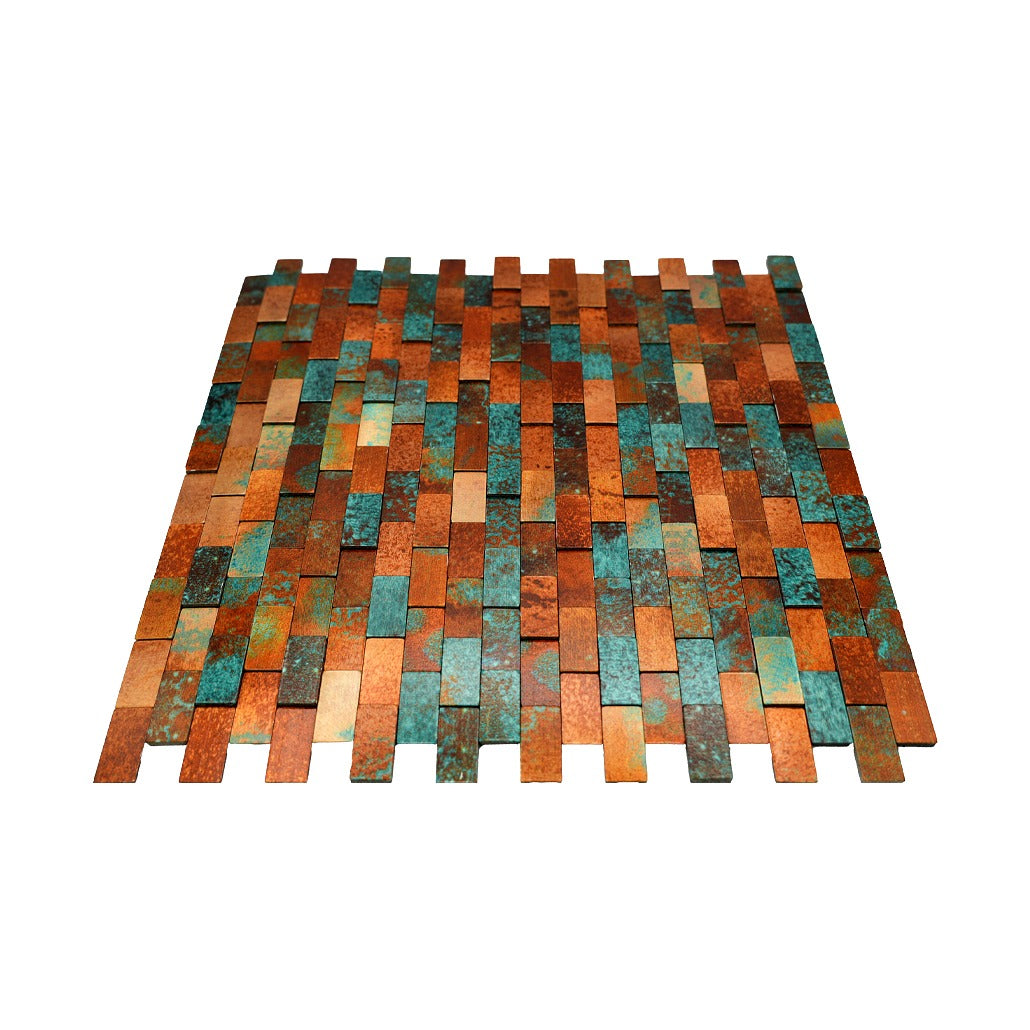 Peel and Stick Backsplash | Brick 3D Patina Copper | 11.73×11.81"