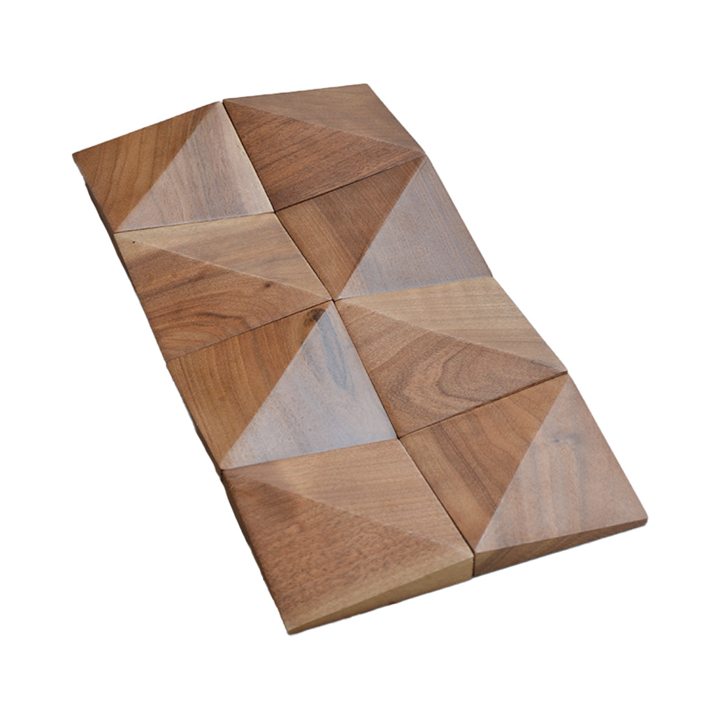 Wood Mosaic Panel | Slim Walnut Wood Tile | 7.9×15.8”