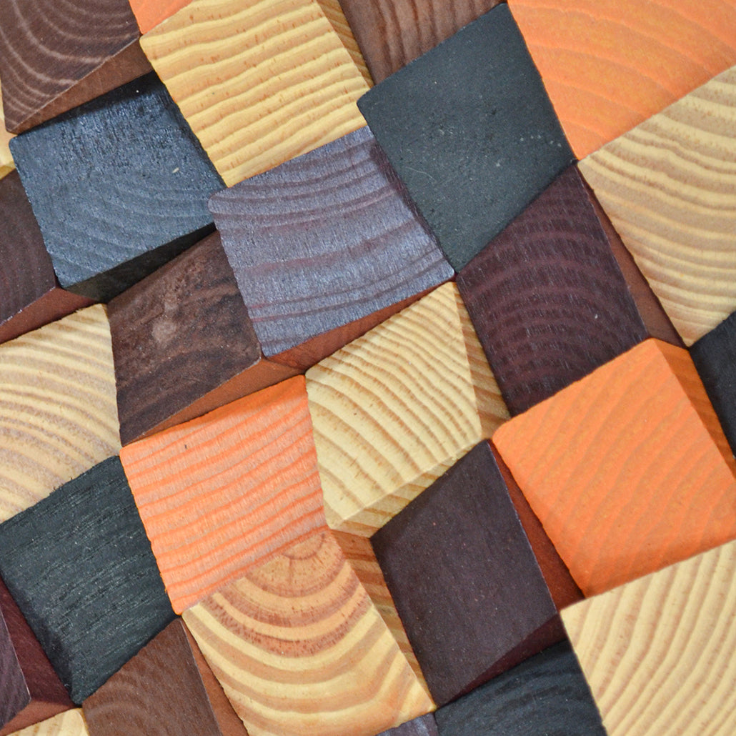 Wood Mosaic Panel | Bold Pine Wood Tile | 12×12”
