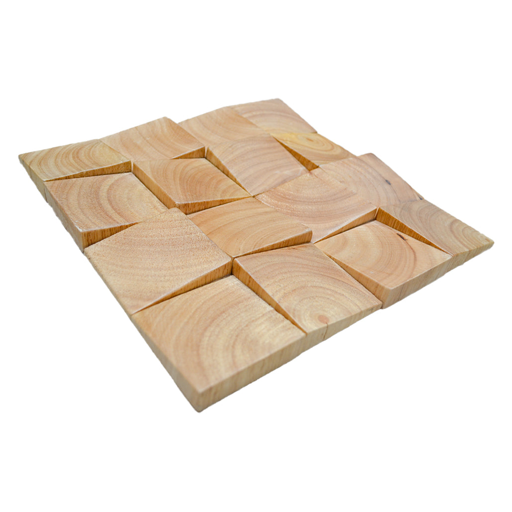 Wood Mosaic Panel | Rubber Wood Tile | 12×12”