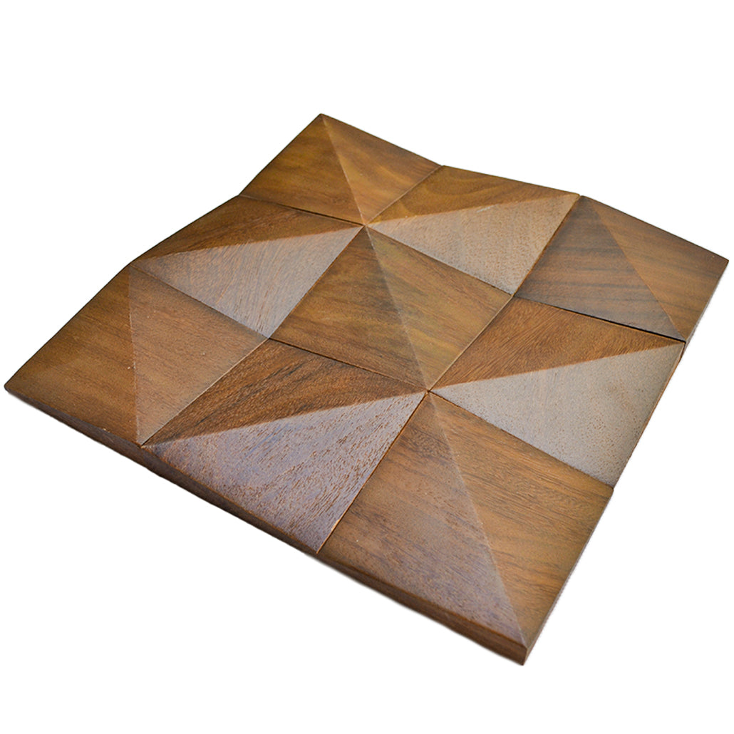 Wood Mosaic Panel | Cumaru Deep Wood Tile | 12×12”