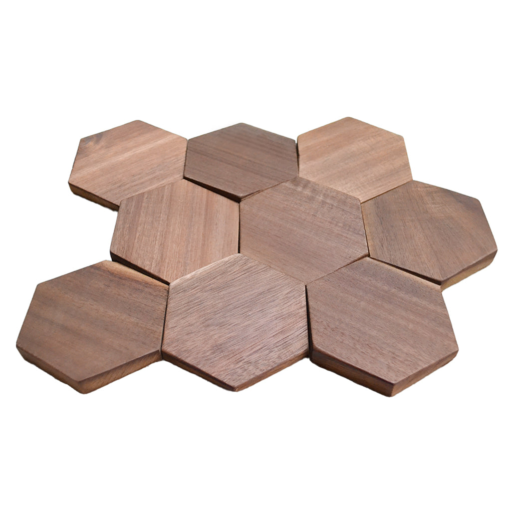 Wood Mosaic Panel | Tropical Walnut Wood Tile | 10.2×11.8”