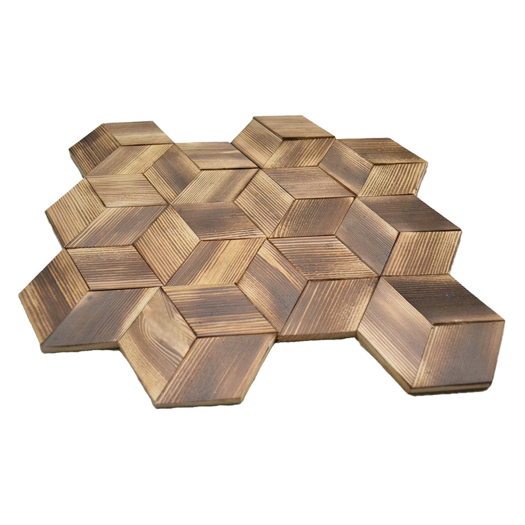 Wood Mosaic Panel | Fresh Pine Wood Tile | 11.8×13.8”