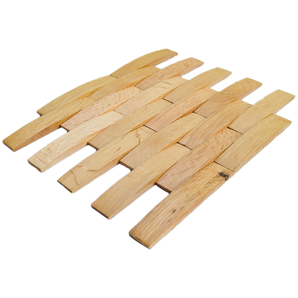 3D Wood Wall Panel | White Oak | 12×12"