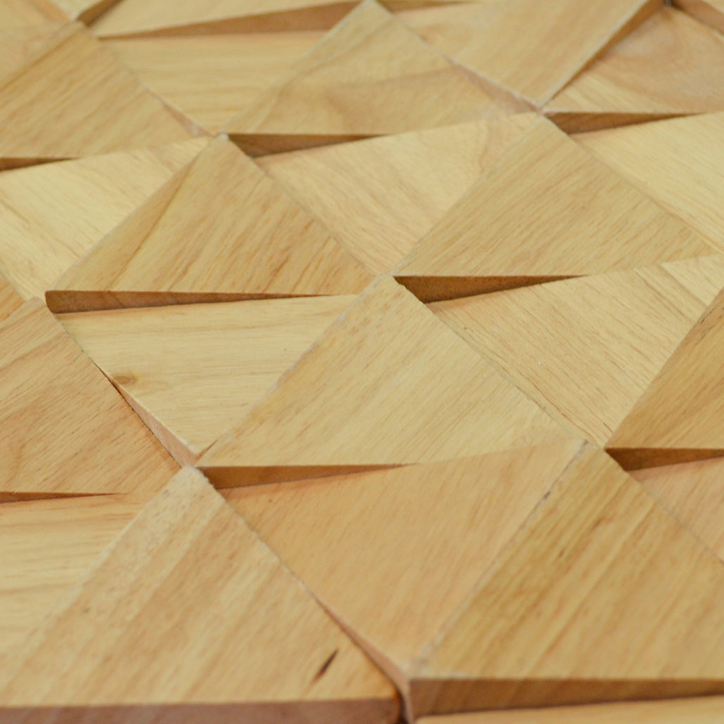 Wood Mosaic Panel | Compact Rubber Wood Tile | 11.0×11.8”