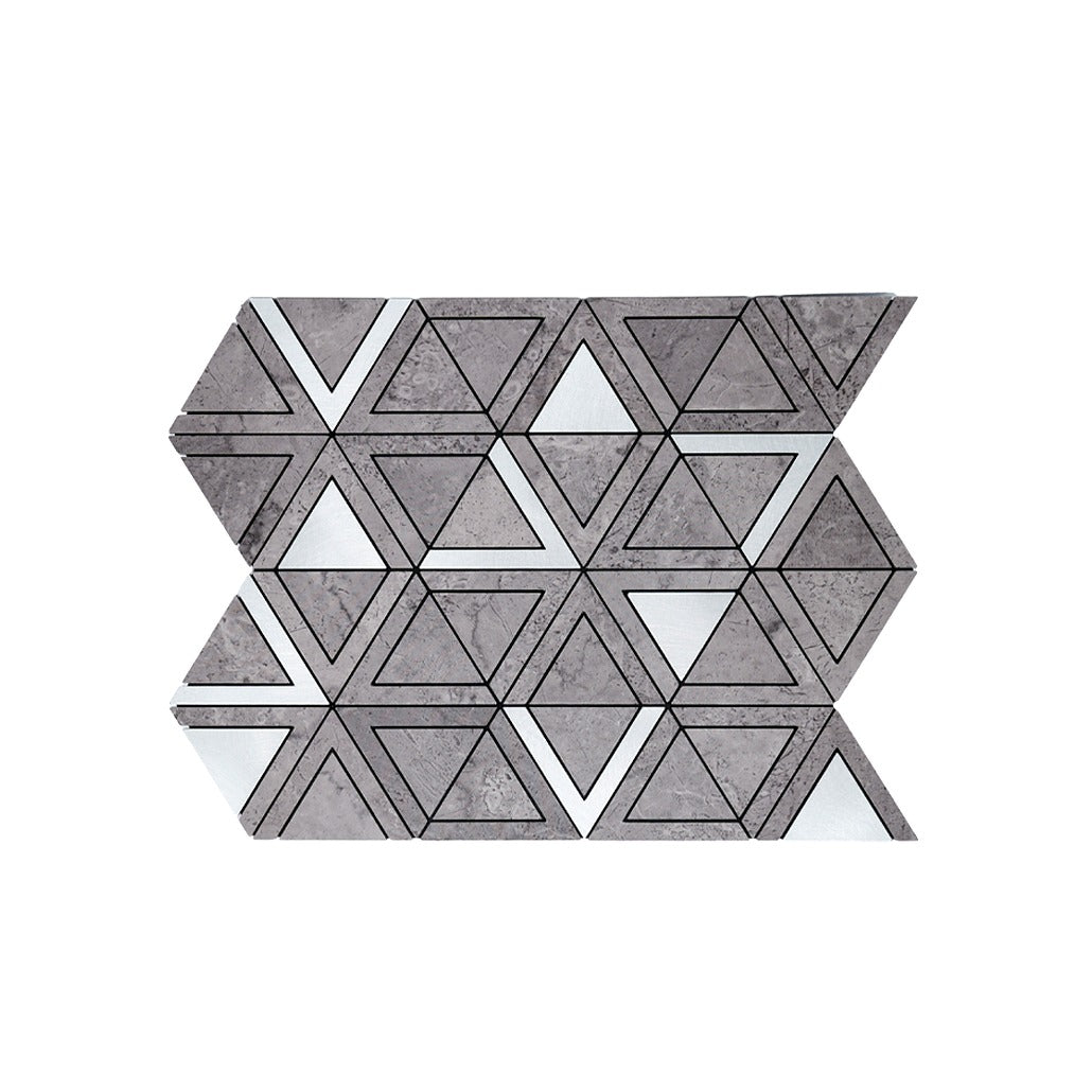 Peel and Stick Backsplash | Triangle Gray Silver | 11.3×13.03"