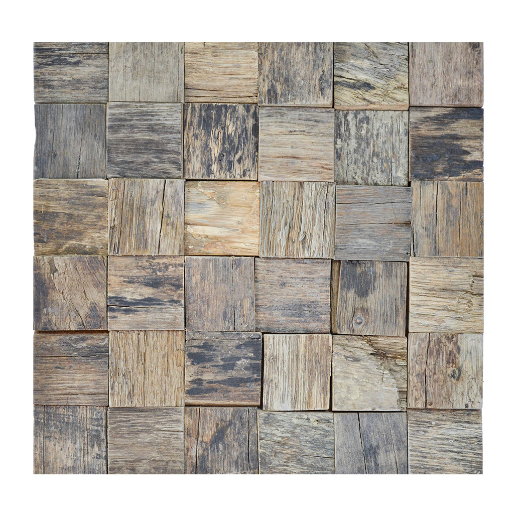 Wood Mosaic Panel | Marine Wood Tile | 12×12”