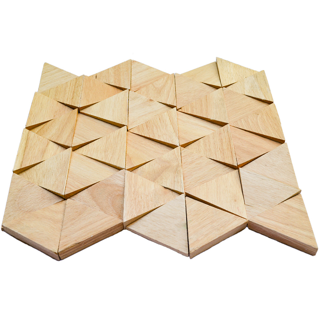 Wood Mosaic Panel | Compact Rubber Wood Tile | 11.0×11.8”