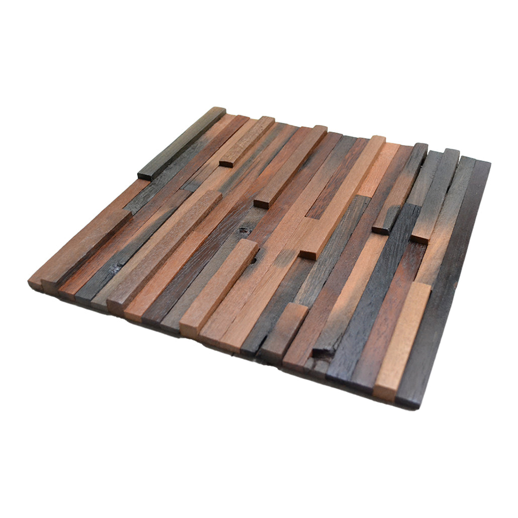 Wood Mosaic Panel | Compact Shipwood Wood Tile | 12×12”
